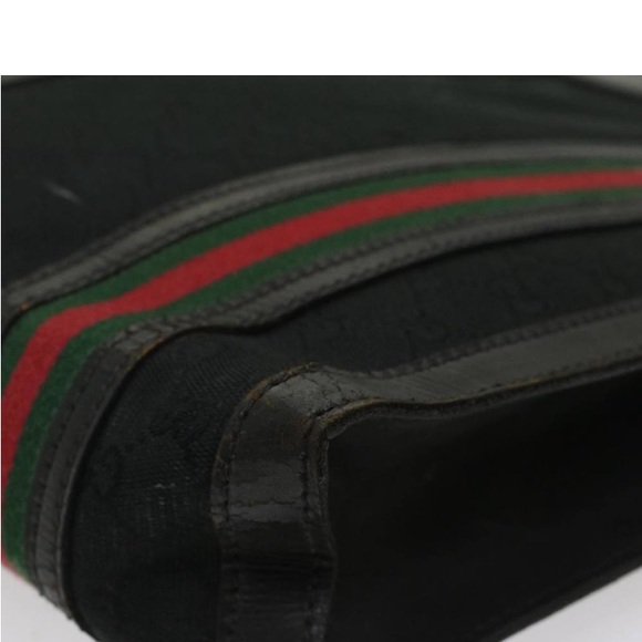 GUCCI GG CANVAS WEB SHERRY LINE TOTE PREOWNED Black/Red/Green - Picture 15 of 15